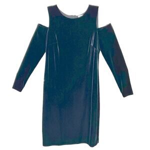 Calvin Klein Black Velvet Cold Shoulder Long Sleeve Sheath Dress